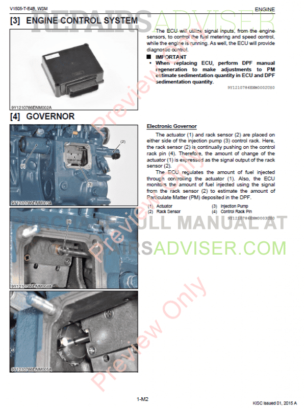 Kubota V1505-T-E4B Diesel Engine Workshop Manual 9Y111-07862 PDF Download